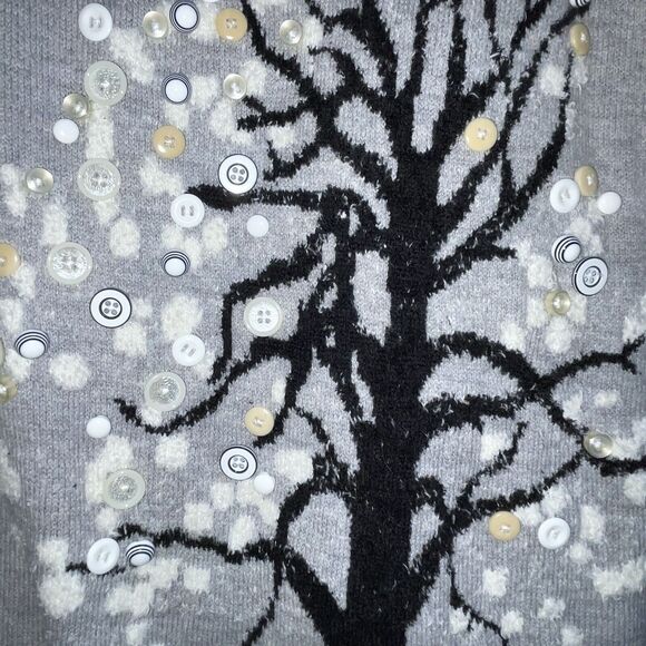 Anthropologie HWR Monogram S Cute As A Button Embellished Tunic Sweater - Picture 5 of 6